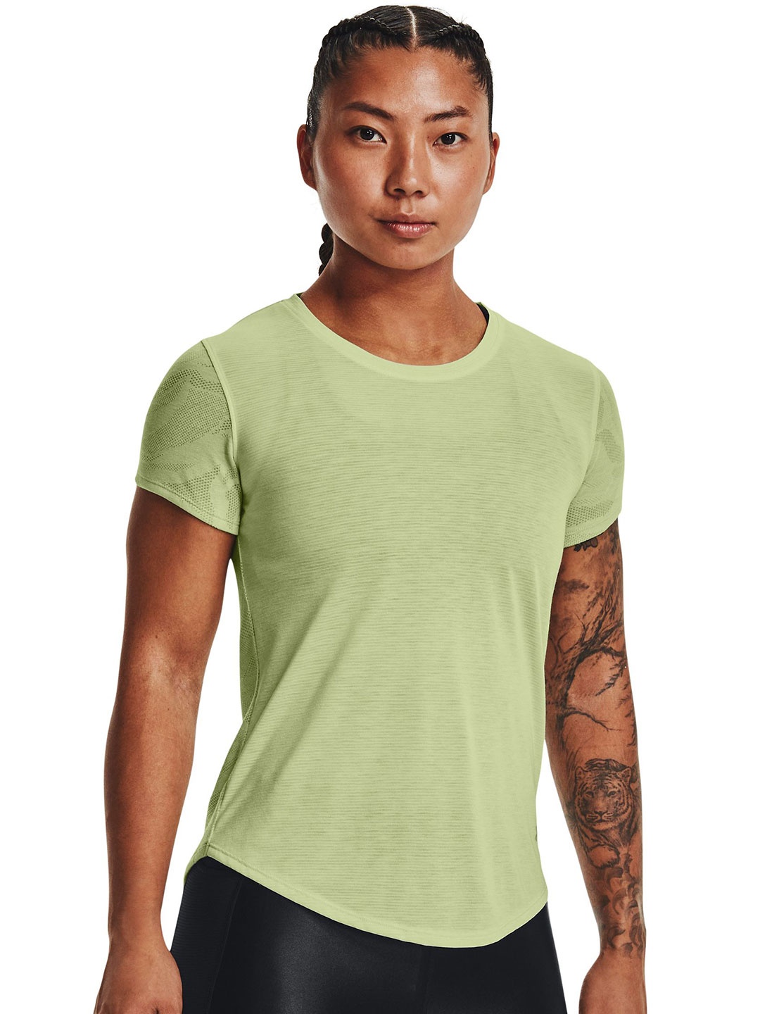 

UNDER ARMOUR Women Solid Round Neck T-shirt, Green