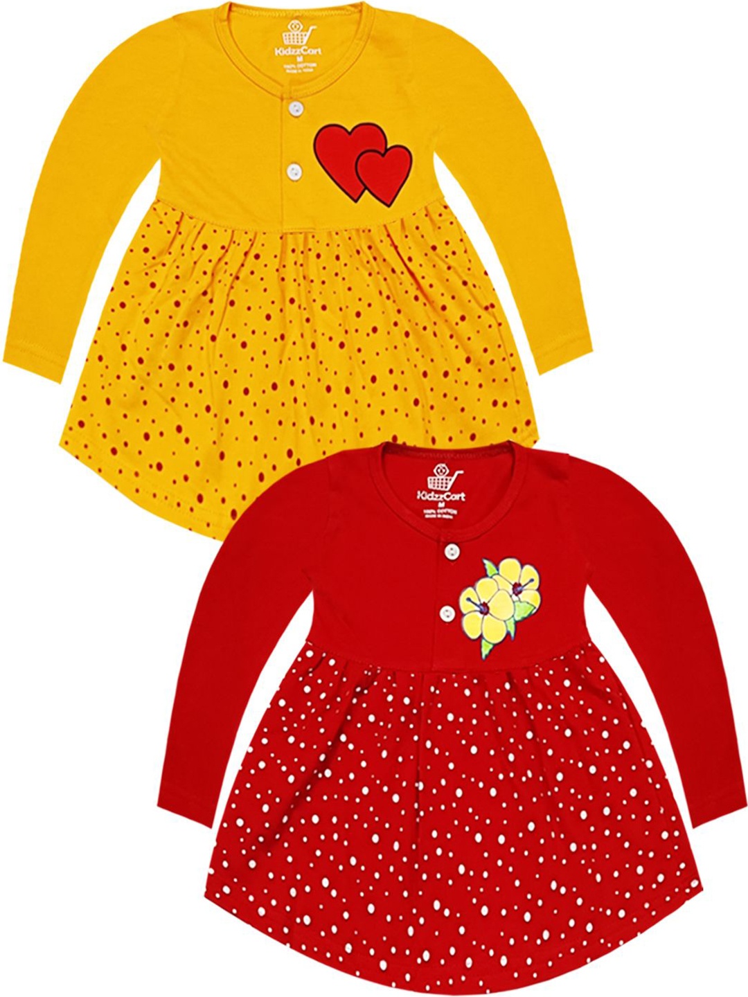 

KidzzCart Girls Floral Print Fit & Flare Dress, Yellow