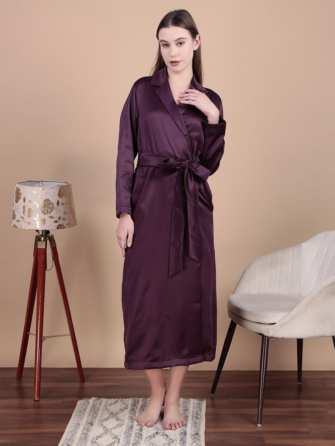 

Bella Babe by SK Women Maxi Satin Robe, Purple