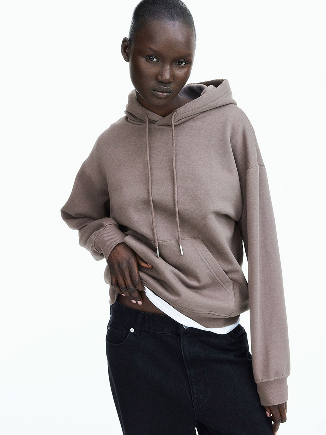 

H&M Women Hooded Pullover, Beige