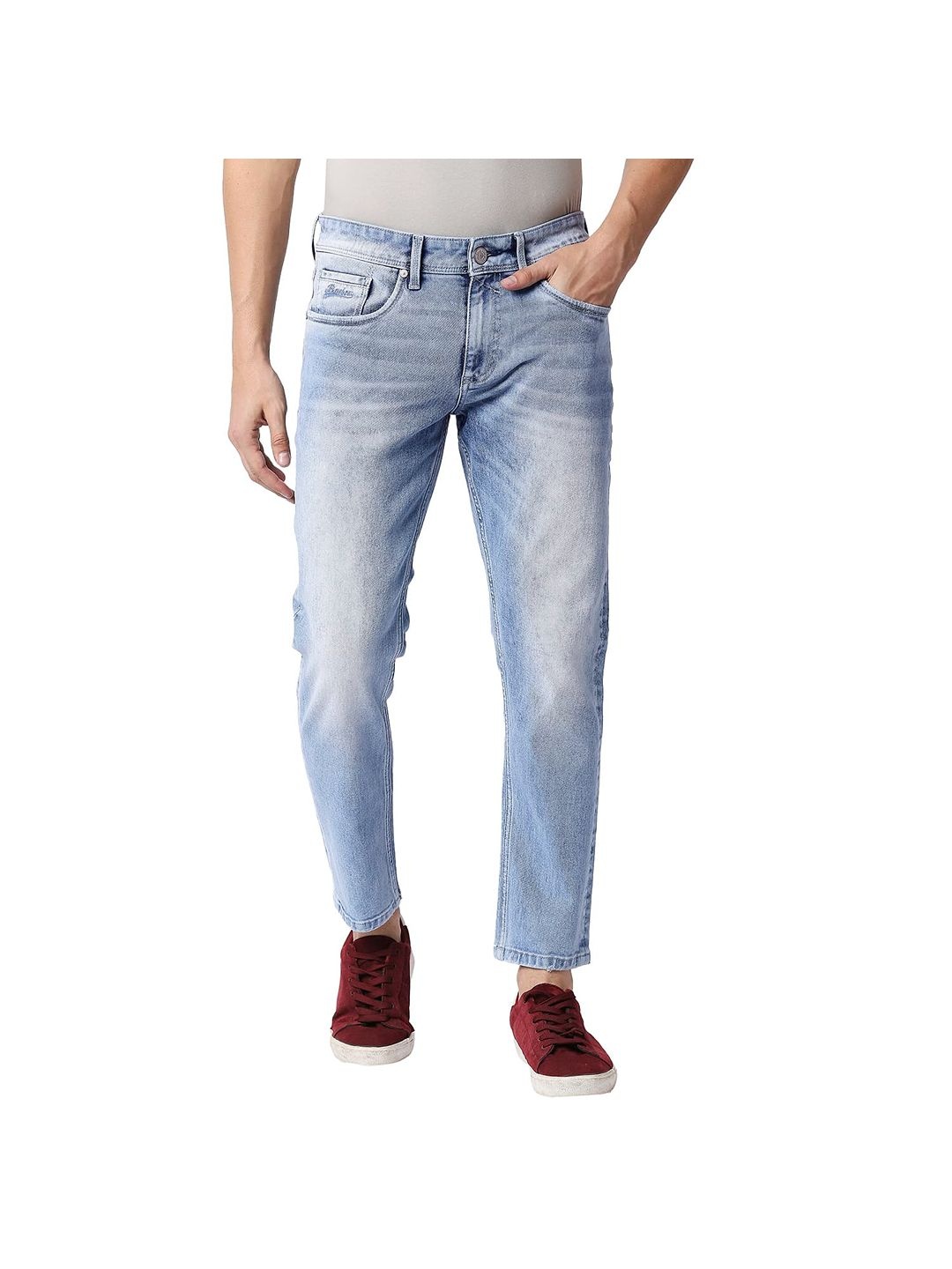 

Basics Men Regular Fit Mid-Rise Stretchable Jeans, Blue