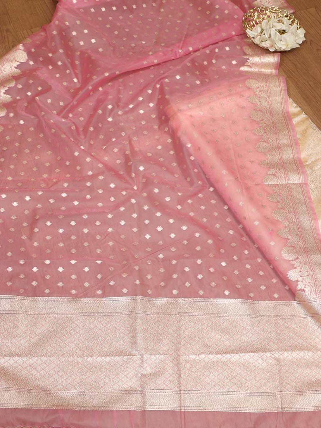 

Luxurionworld Ethnic Motifs Woven Design Organza Dupatta, Pink