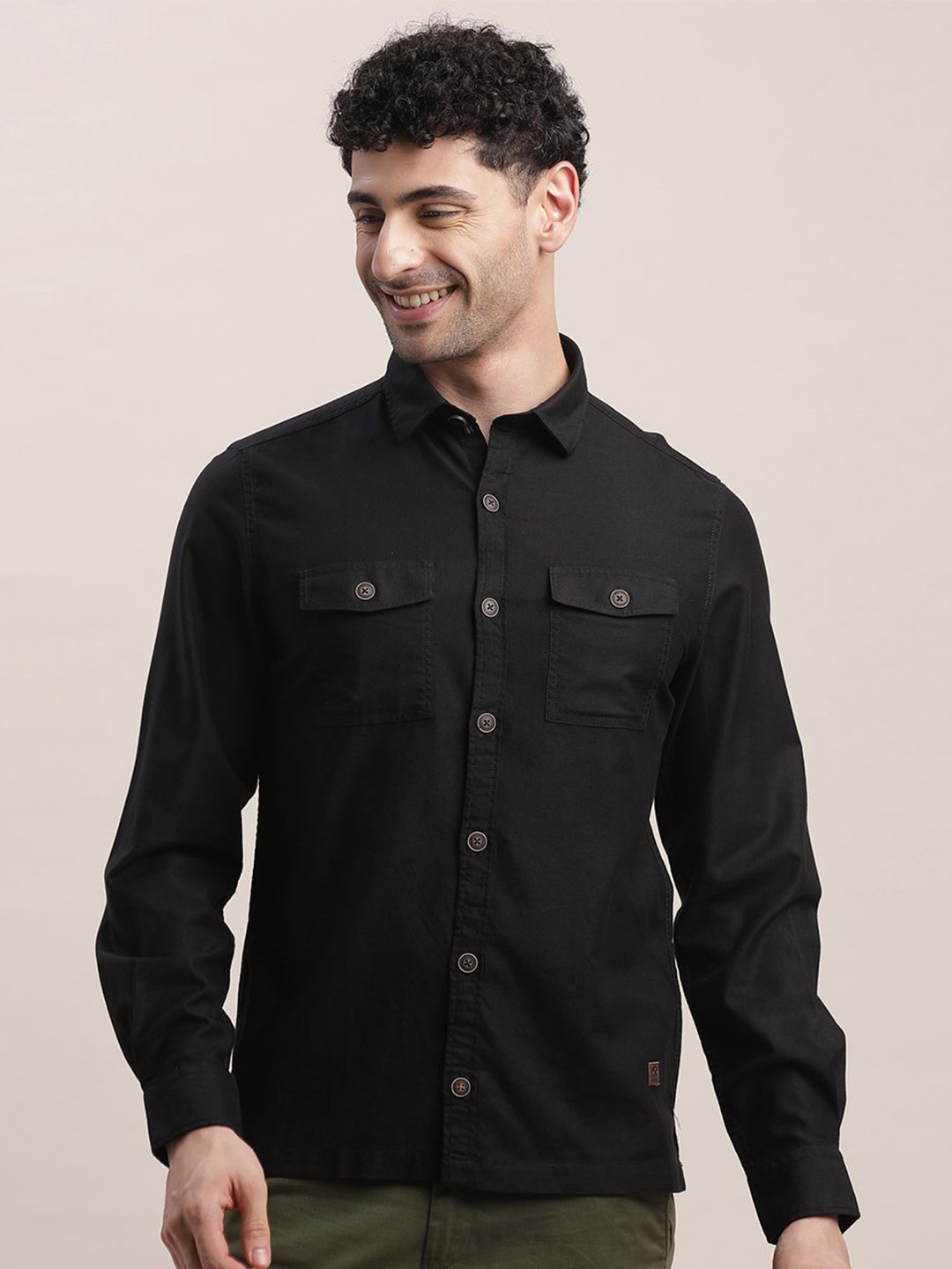 

Turtle Men Denim Relaxed Slim Fit Cotton Casual Shirt, Black