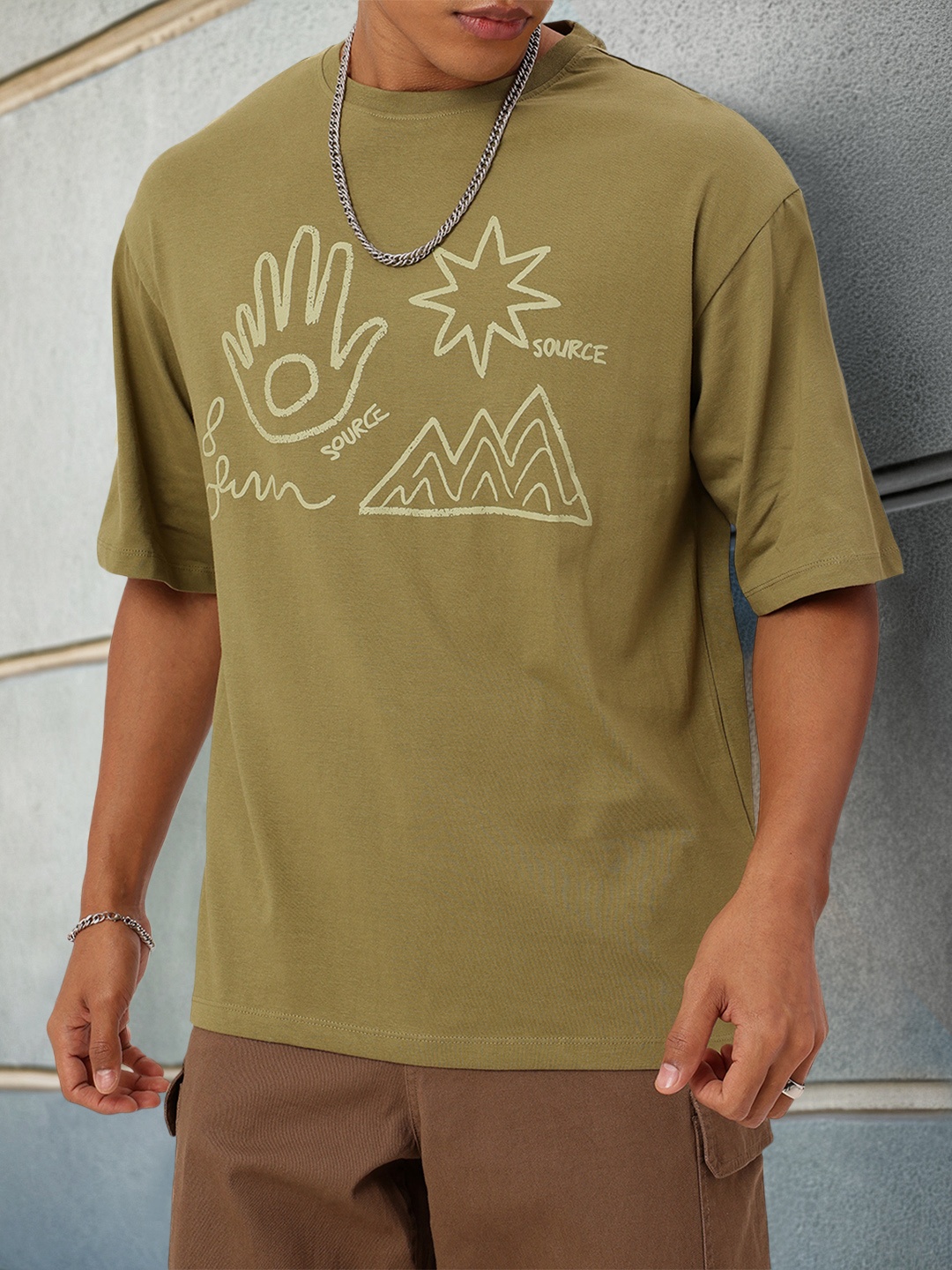 

Kook N Keech Urban Essence Printed Relaxed Fit T-shirt, Olive