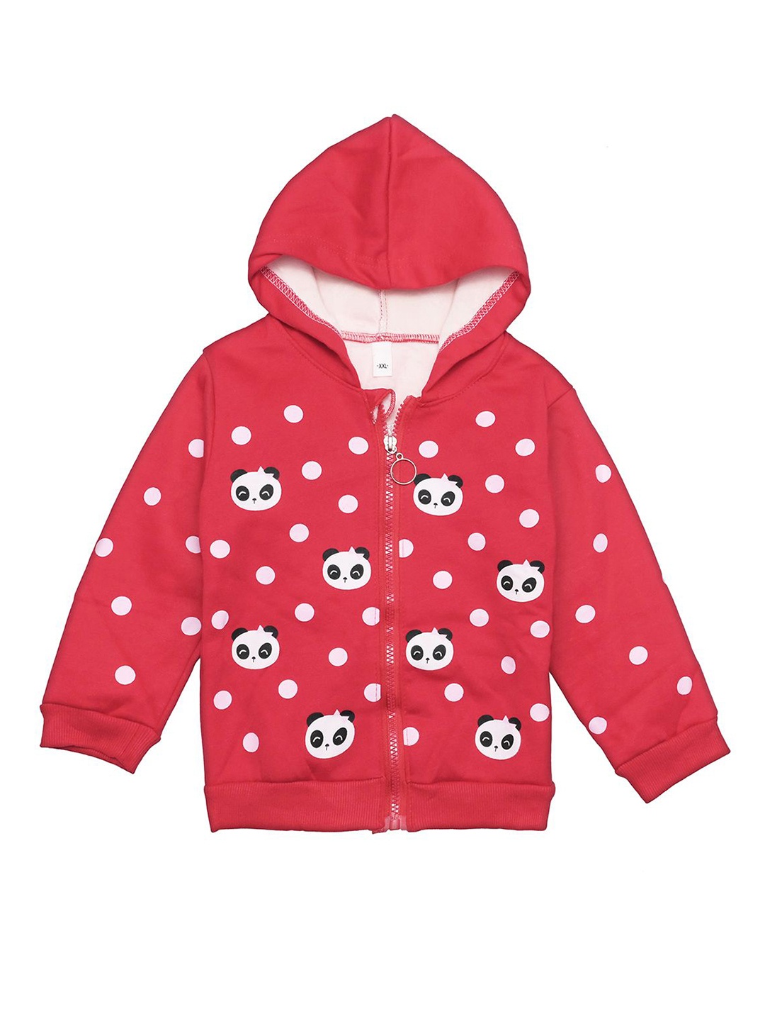 

Bold N Elegant Girls Printed Front-Open Hooded Sweatshirt, Red