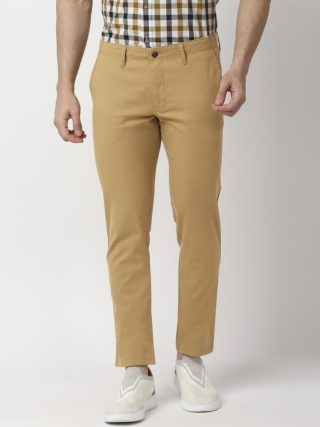 

Basics Men Mid-Rise Tapered Fit Trouser, Khaki