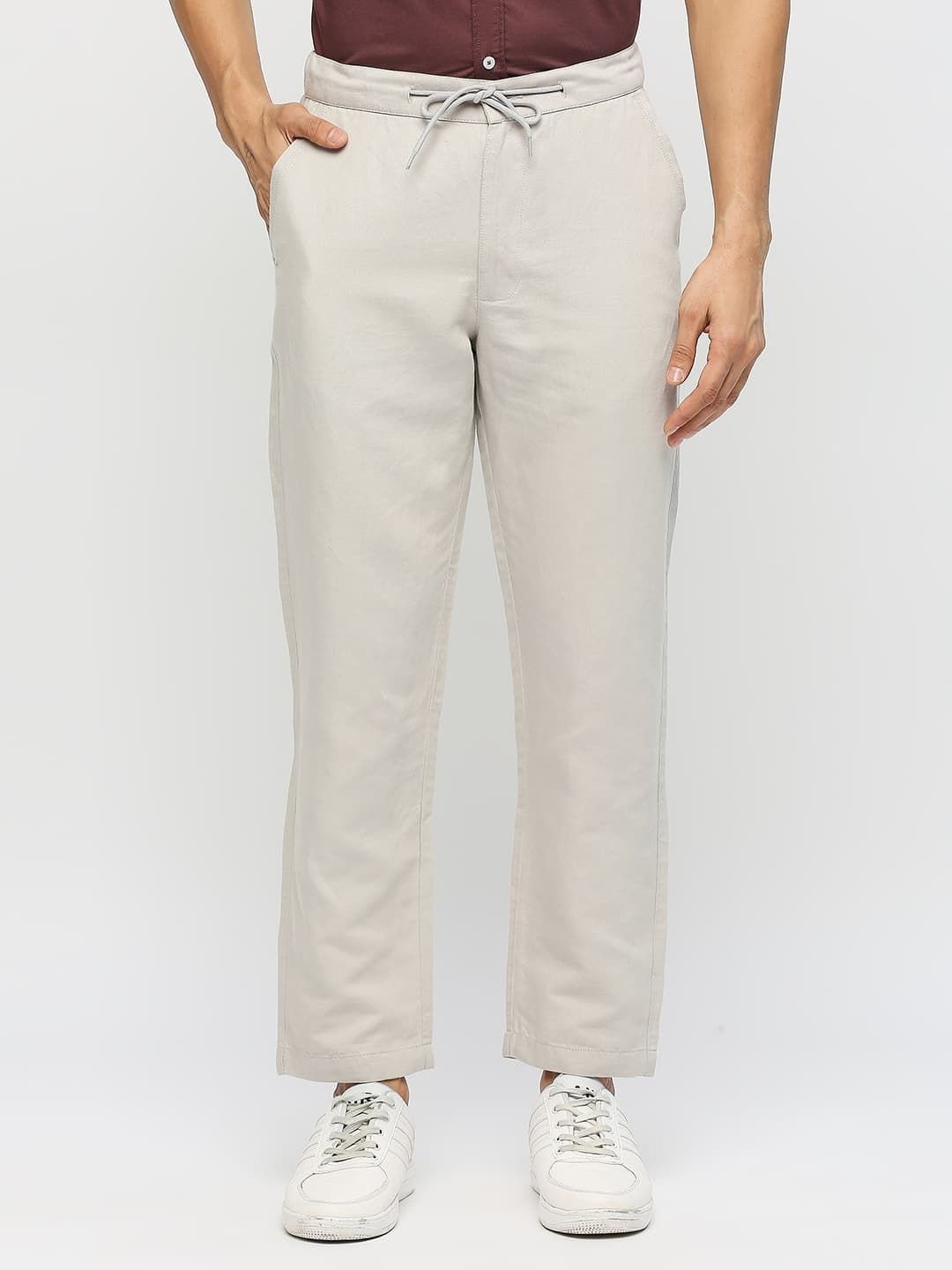 

Basics Men Relaxed Fit Mid-Rise Trouser, Grey