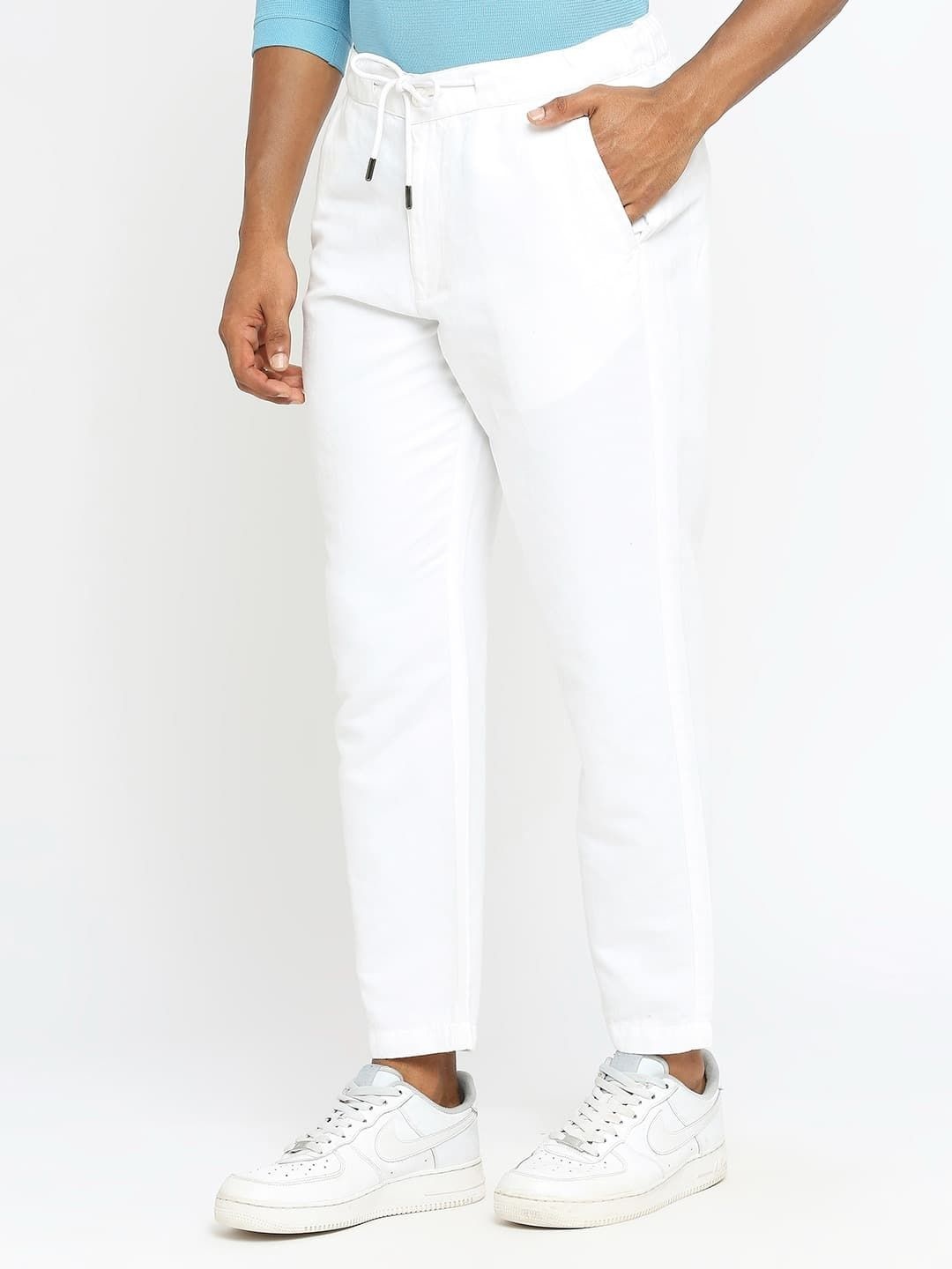 

Basics Men Relaxed Fit Mid-Rise Cotton Trousers, White