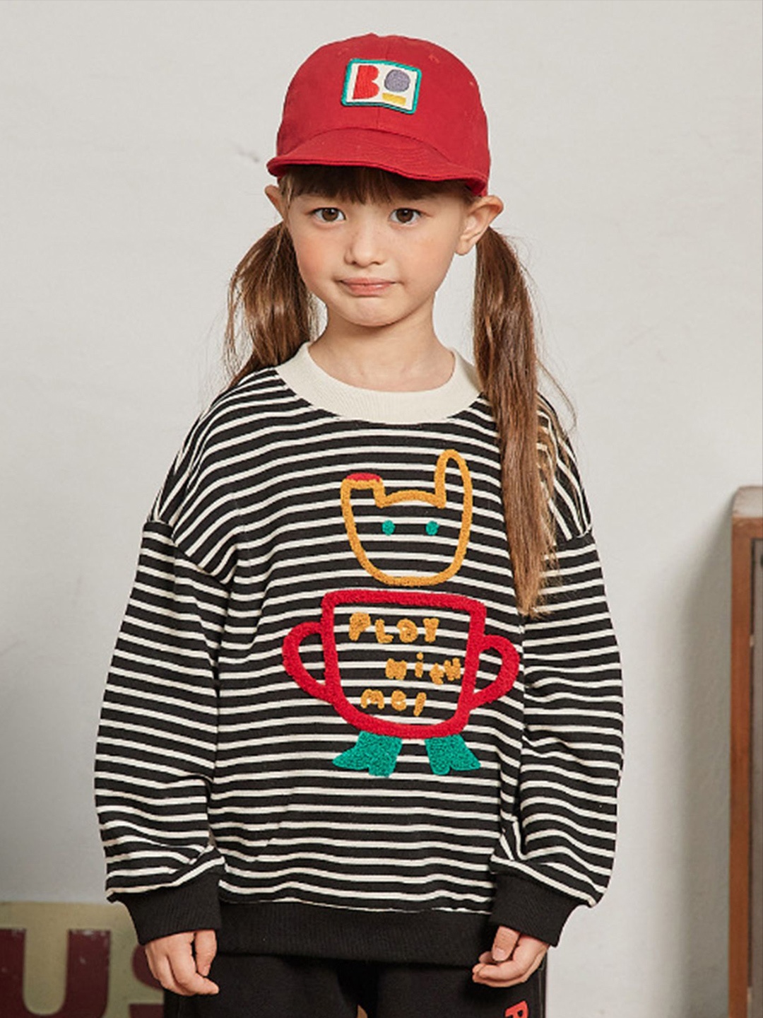 

LULU & SKY Girls Striped Sweatshirt, White