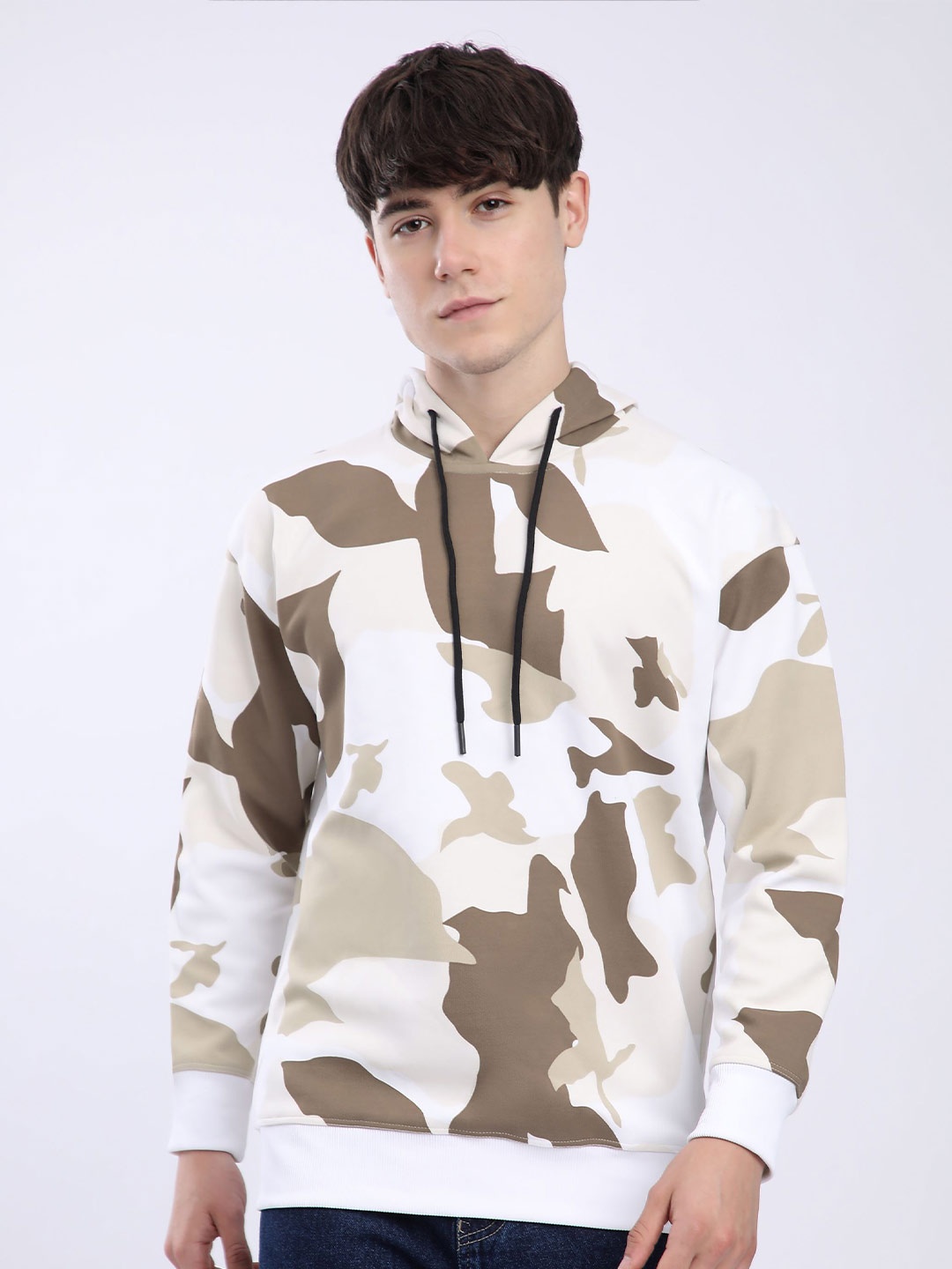 

Beyoung Men Camo Printed Hoodie, Brown