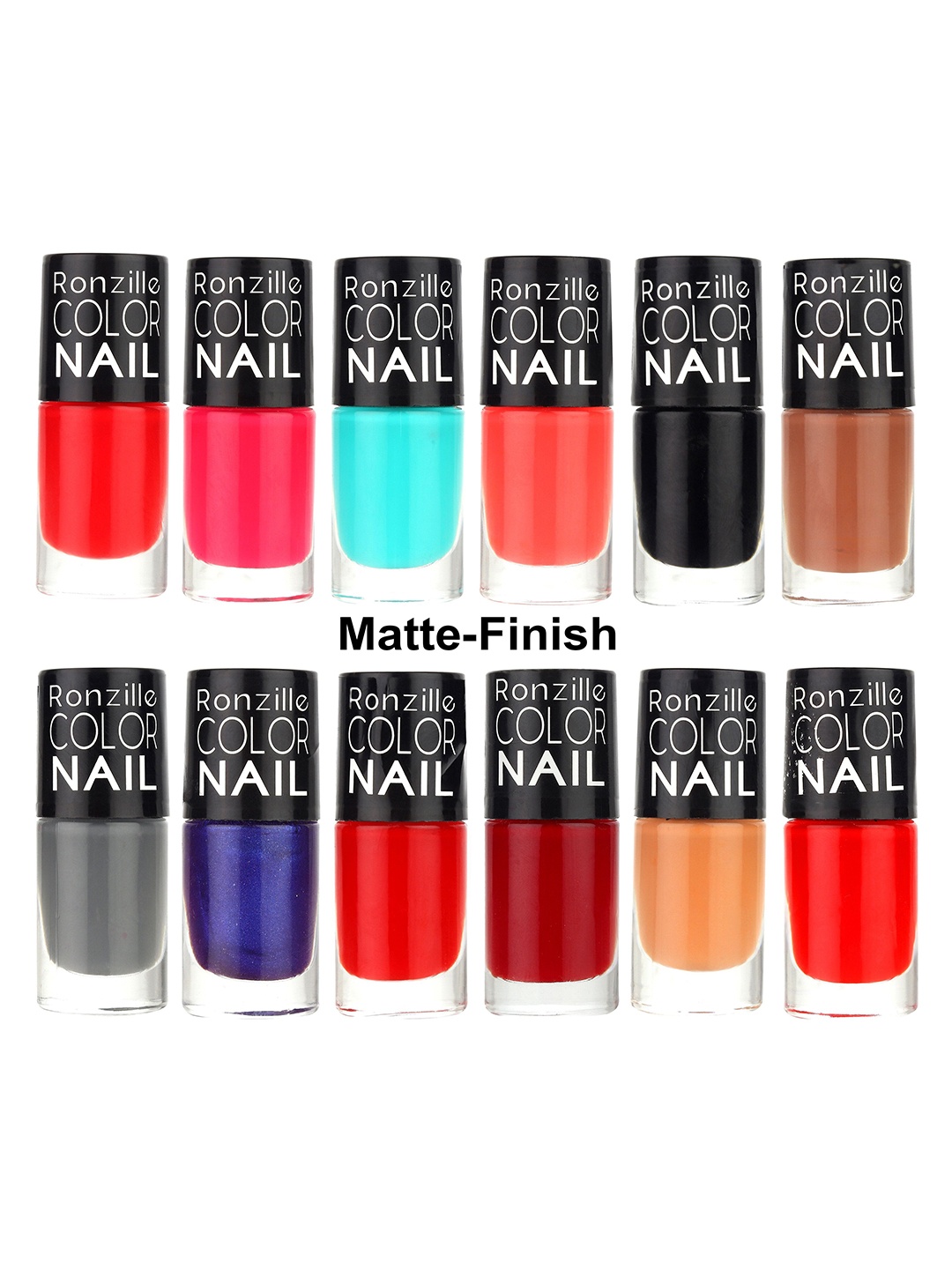 

Ronzille Set Of 12 Matte Finish Nail Polish - 6.5 ml Each - Combo D, Red