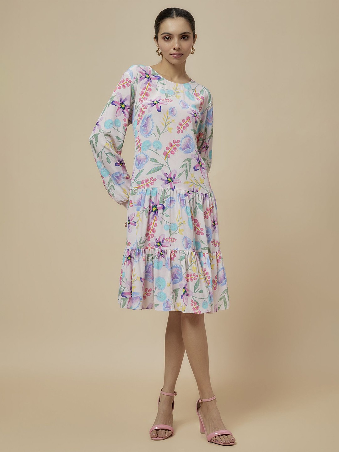 

PS PRET BY PAYAL SINGHAL Printed Crepe Knee Length Dress, Pink