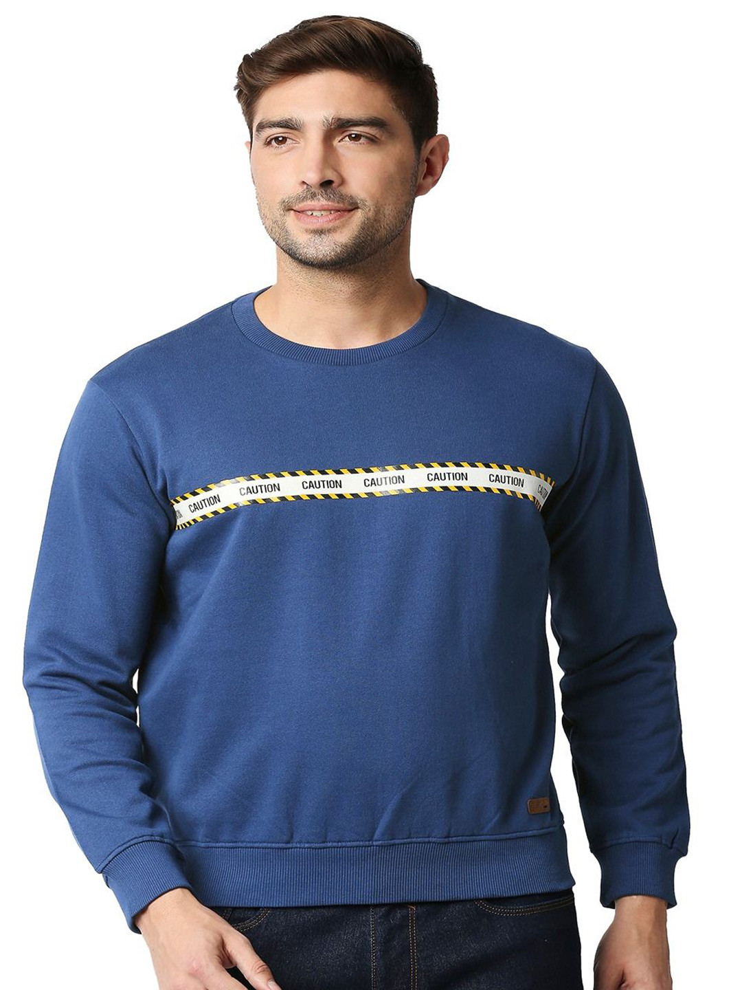 

Basics Men Round Neck Cotton Pullover Sweater, Navy blue