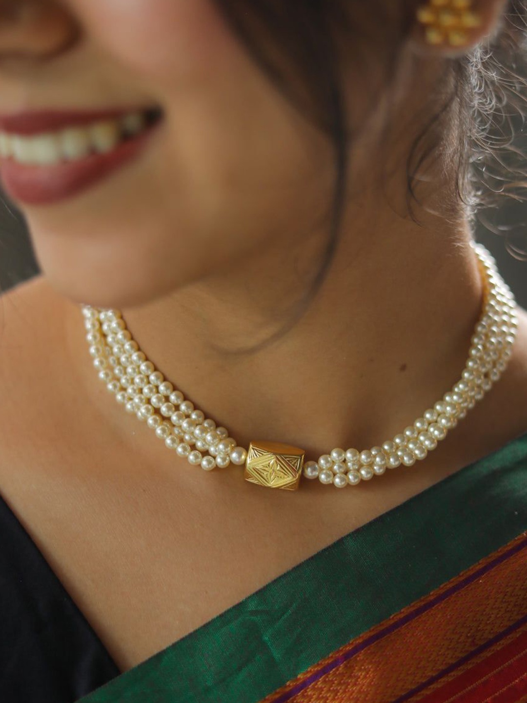 

House of Aadyaa Sterling Silver Gold-Plated Handcrafted Necklace