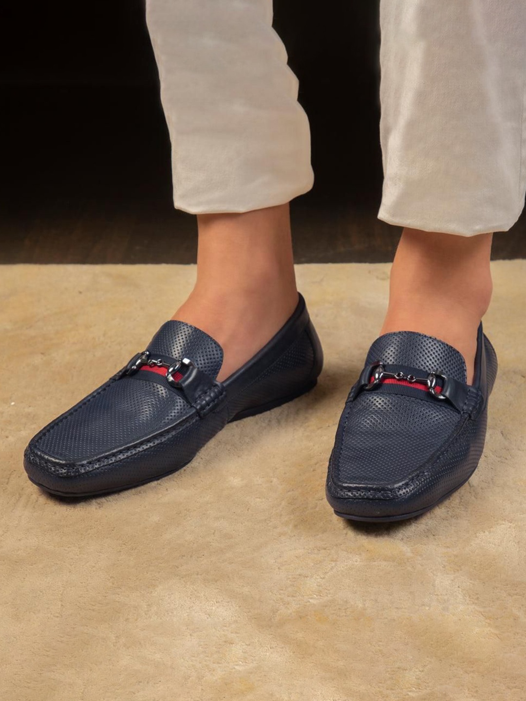 

Tresmode Men Textured Slip-On Loafers, Blue