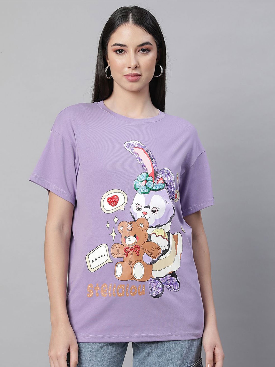 

Global Republic Women Printed Cotton Top, Purple