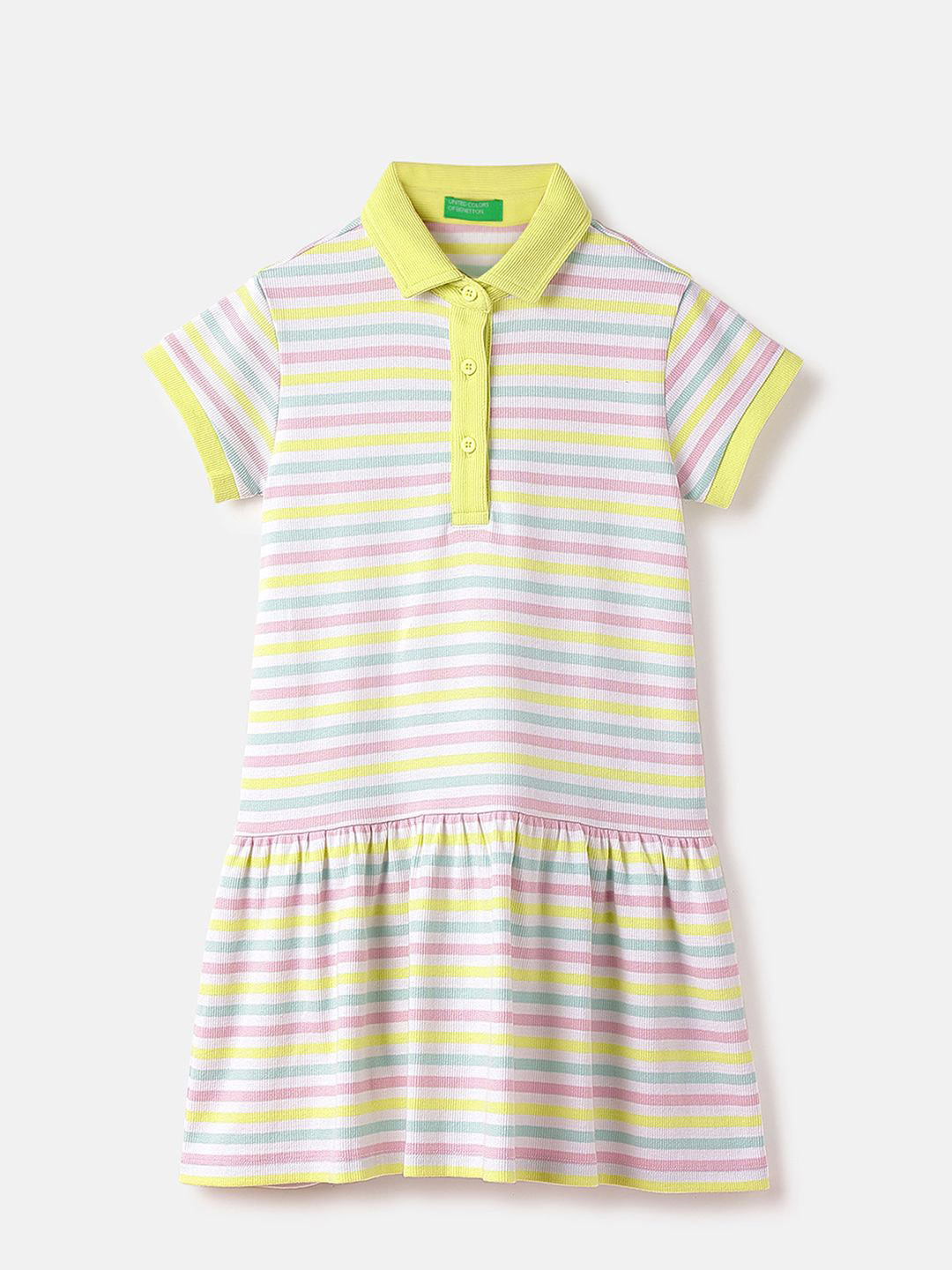 

United Colors of Benetton Girls Striped T-shirt Dress, Yellow