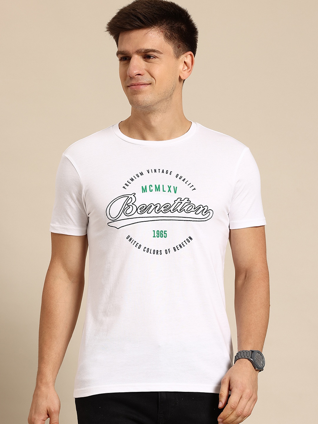 

United Colors of Benetton Typography Printed T-shirt, White