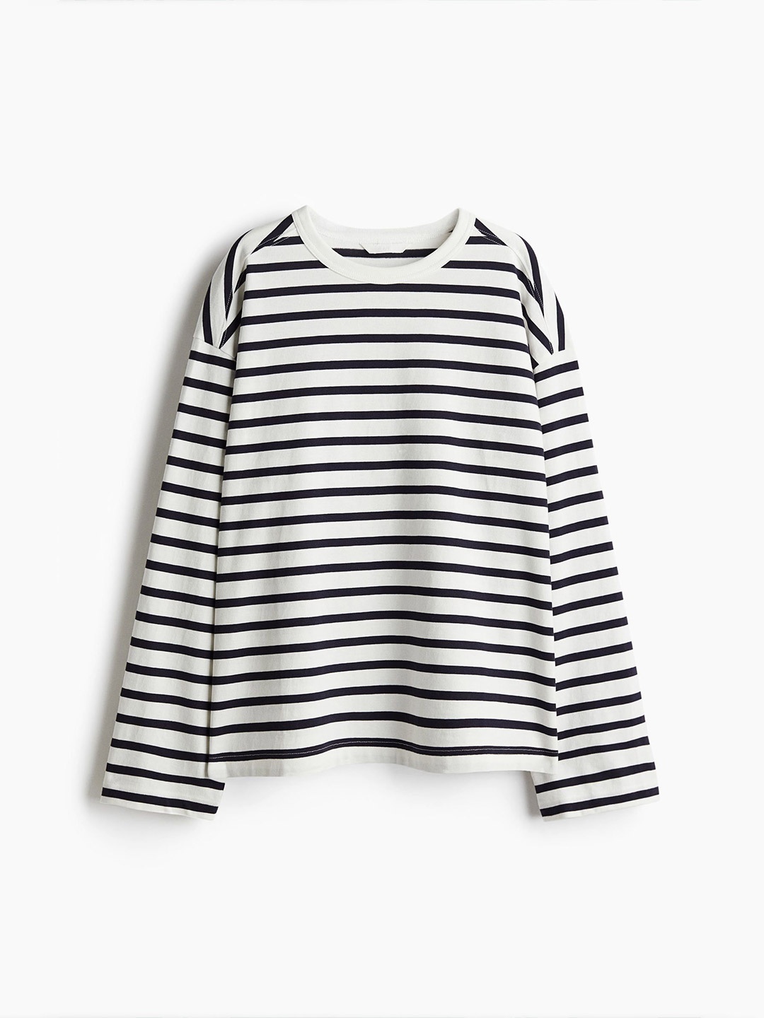 

H&M Women Striped Pure Cotton Jersey Top, White