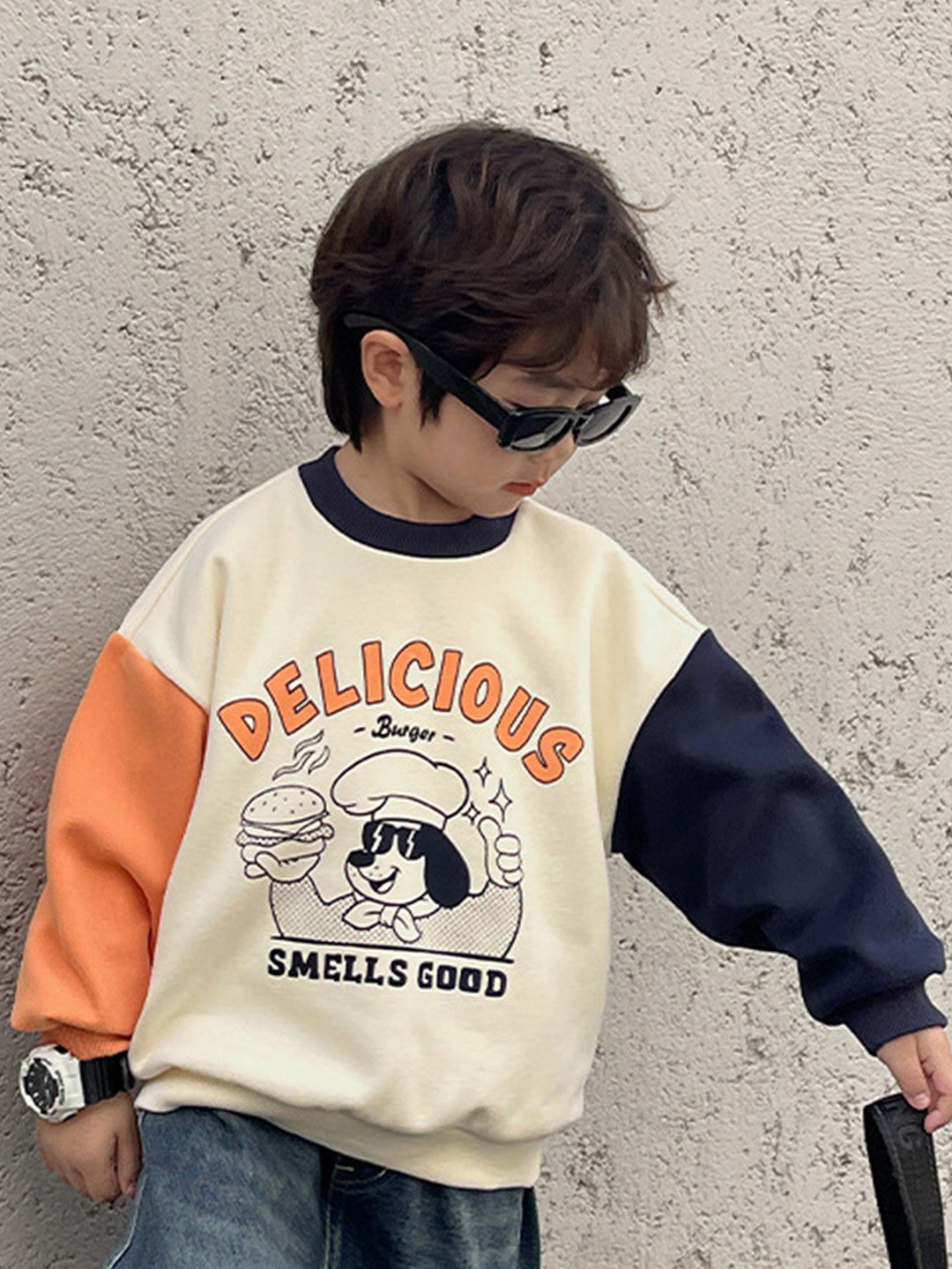 

LULU & SKY Boys Printed Pullover Sweatshirt, White