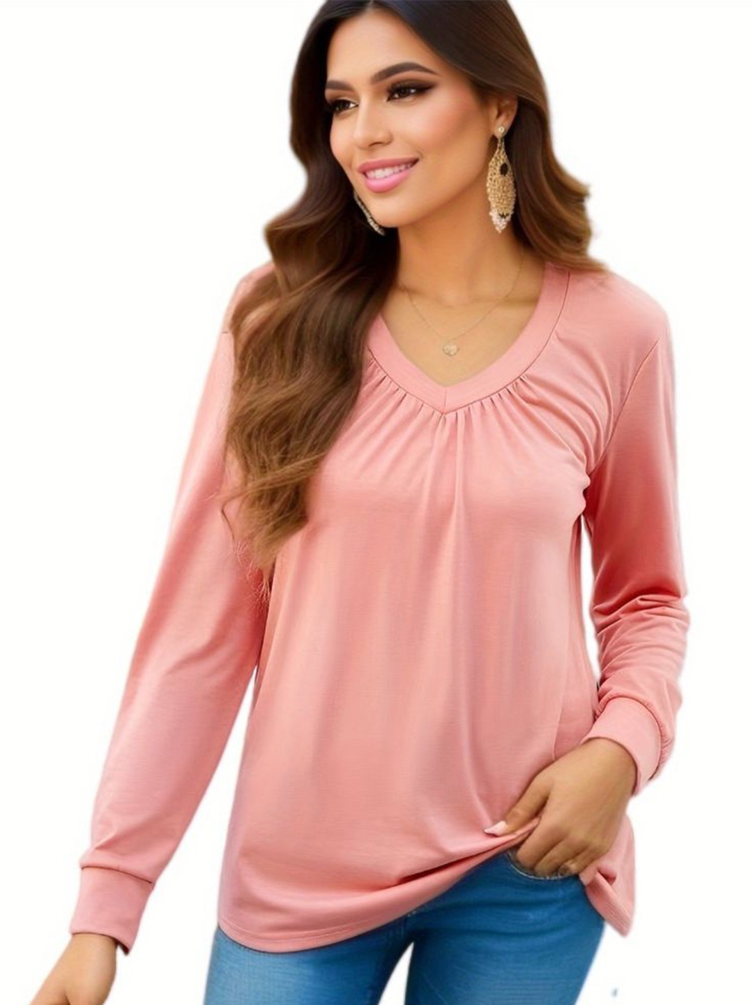 

StyleCast V-Neck Cotton Top, Peach