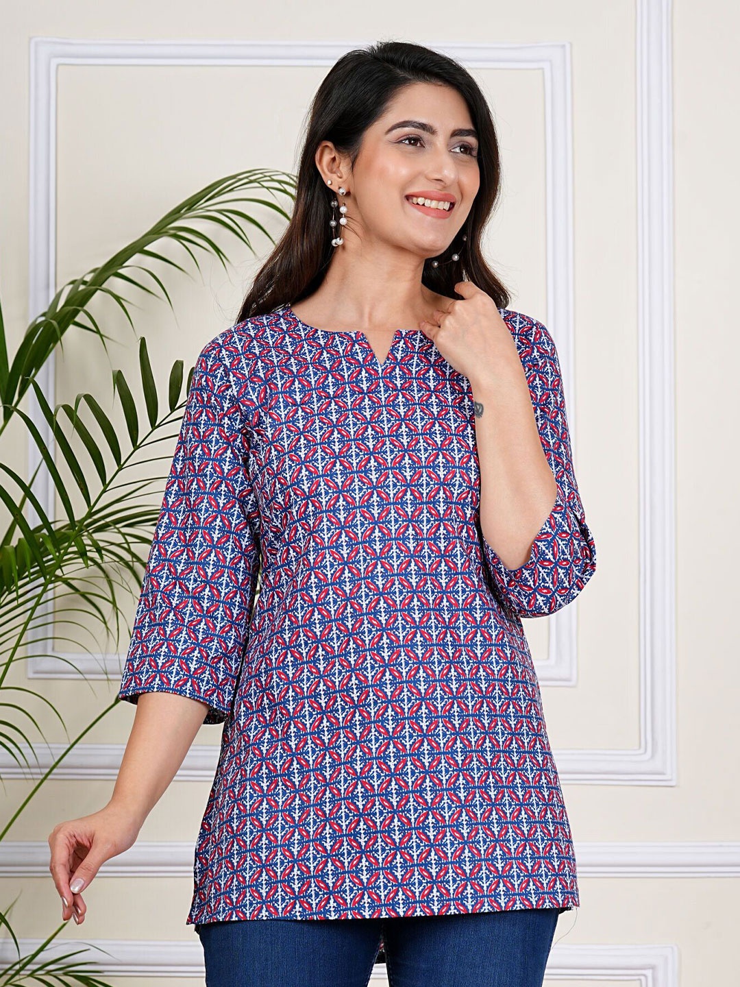 

SITA FASHION HUB Ethnic Motifs Printed Pure Cotton Kurti, Purple