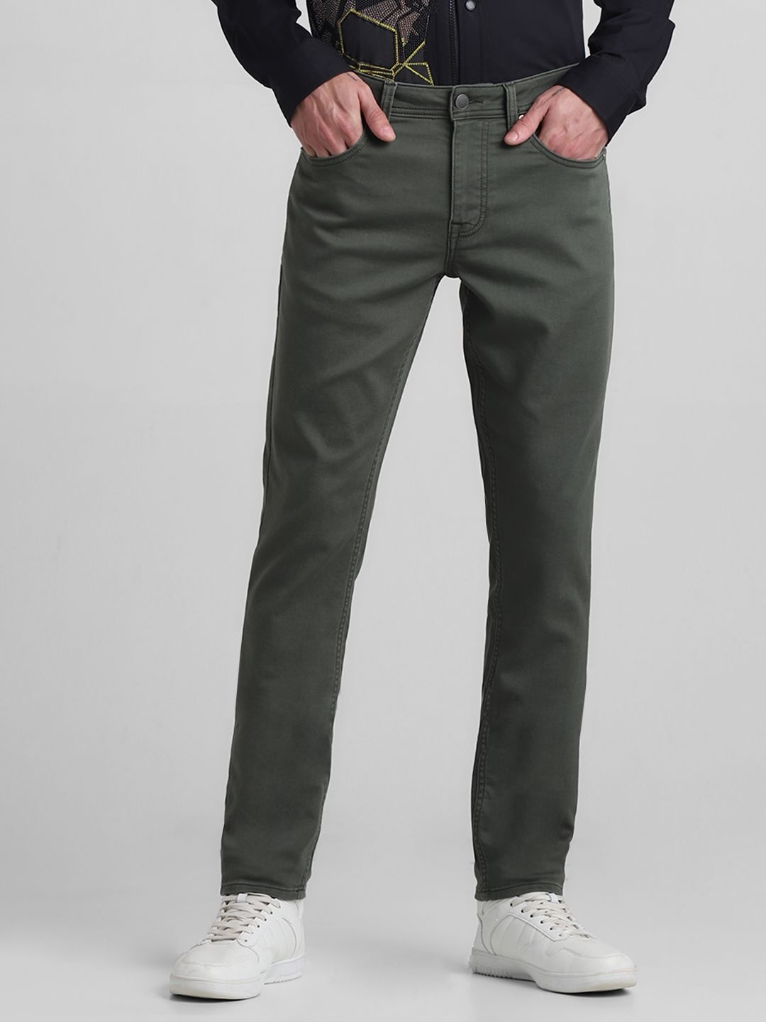 

Jack & Jones Men Mid-Rise Chinos Trousers, Green