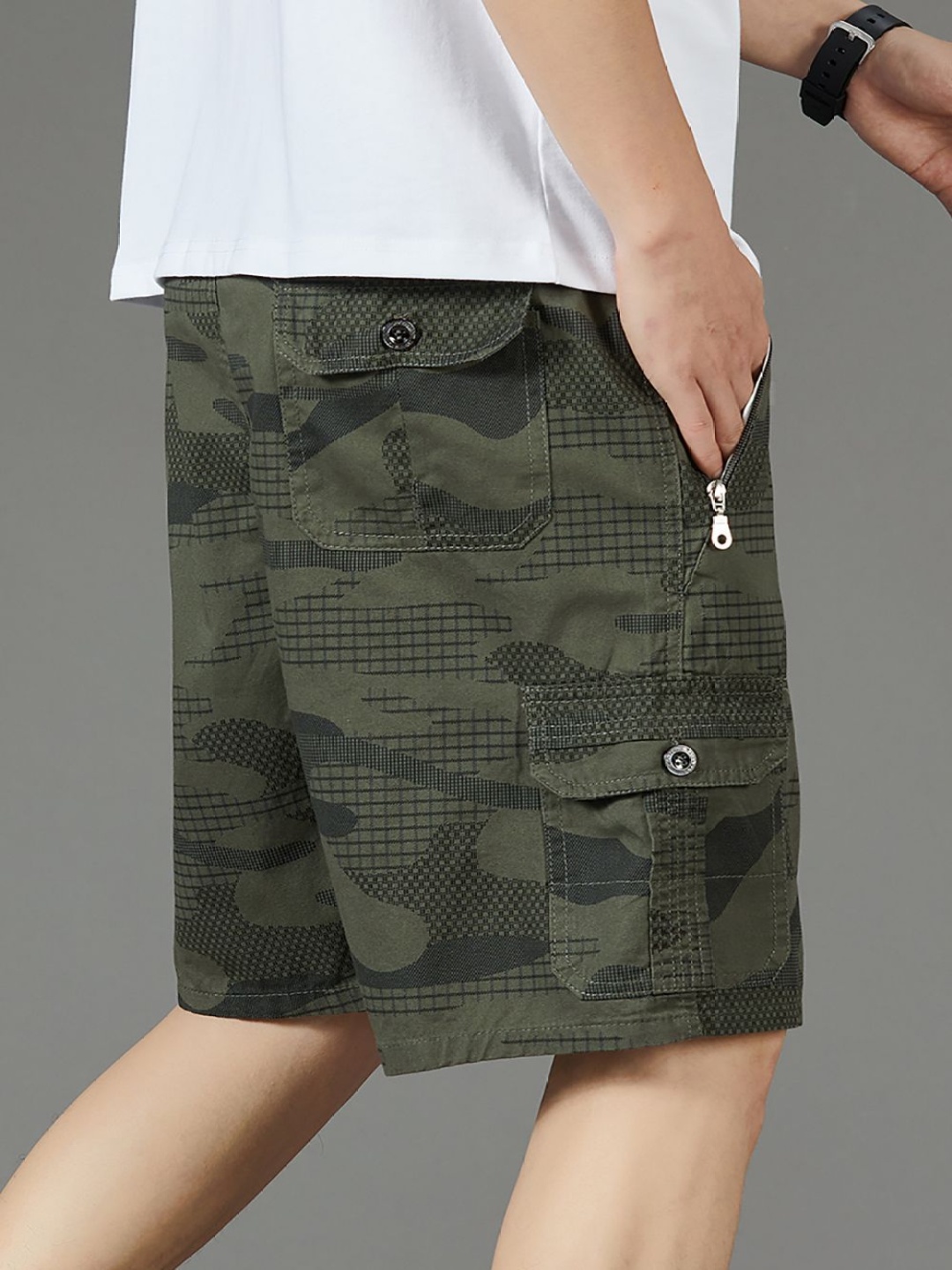 

StyleCast x Revolte Men Printed Mid-Rise Shorts, Green