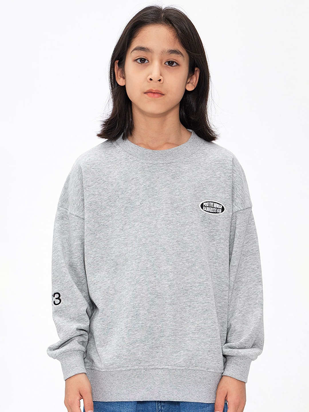 

LULU & SKY Girls Round Neck Pullover Sweatshirt, Grey