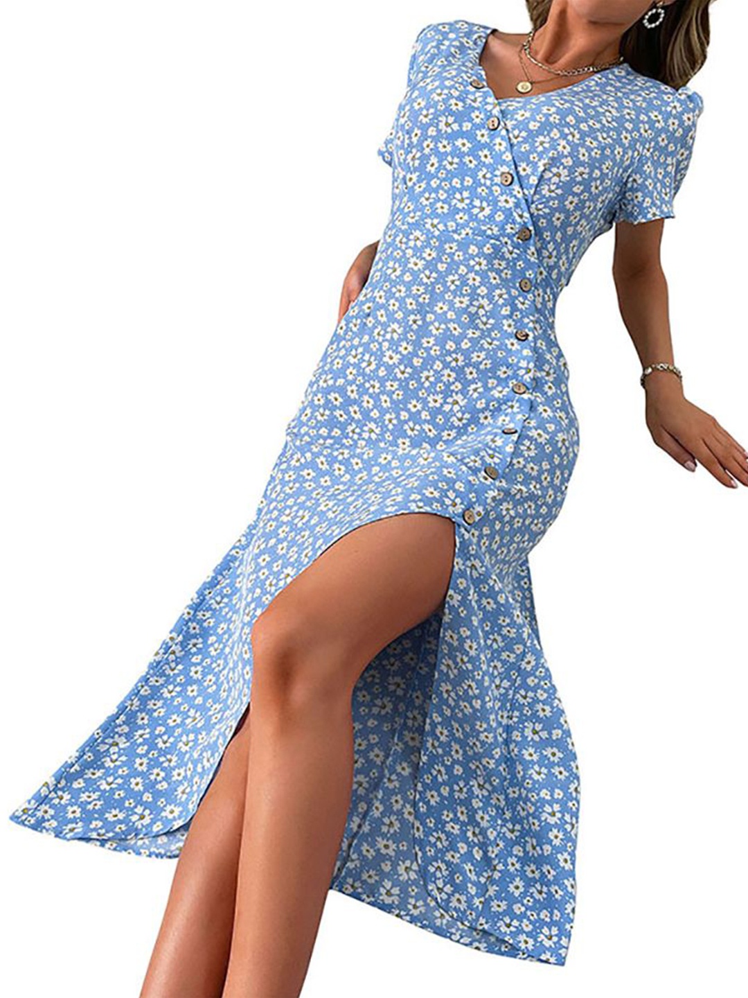 

StyleCast x Revolte Women Floral Printed Wrap Maxi Dress, Blue