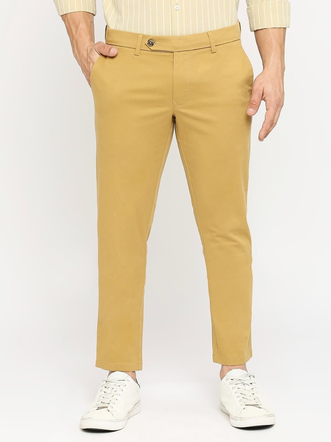 

Basics Men Tapered Fit Chinos Trousers, Tan