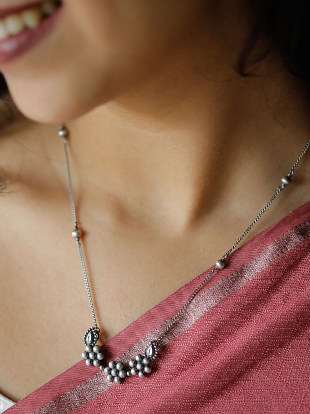 

House of Aadyaa Sterling Silver Antique Necklace