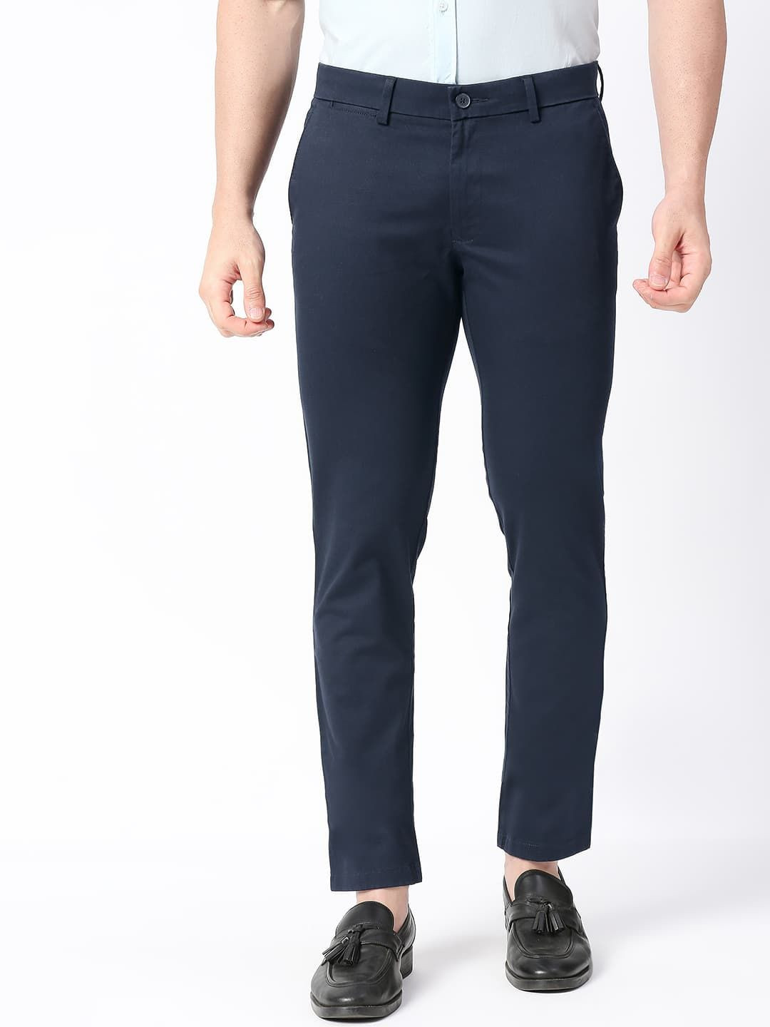 

Basics Men Tapered Fit Formal Trousers, Navy blue