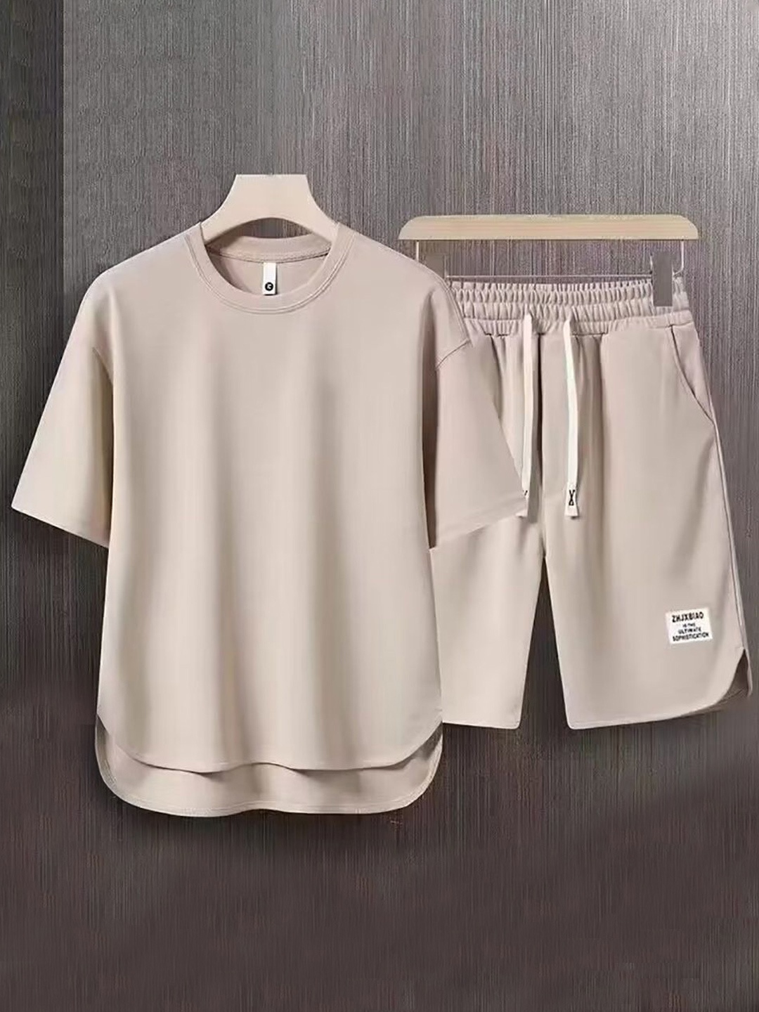 

StyleCast x Revolte Short Sleeves T-Shirt & Shorts, Beige