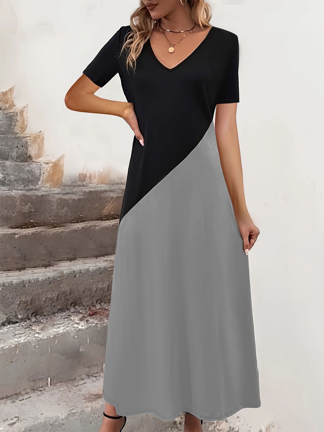 

StyleCast Women Colourblocked A-Line Dress, Black