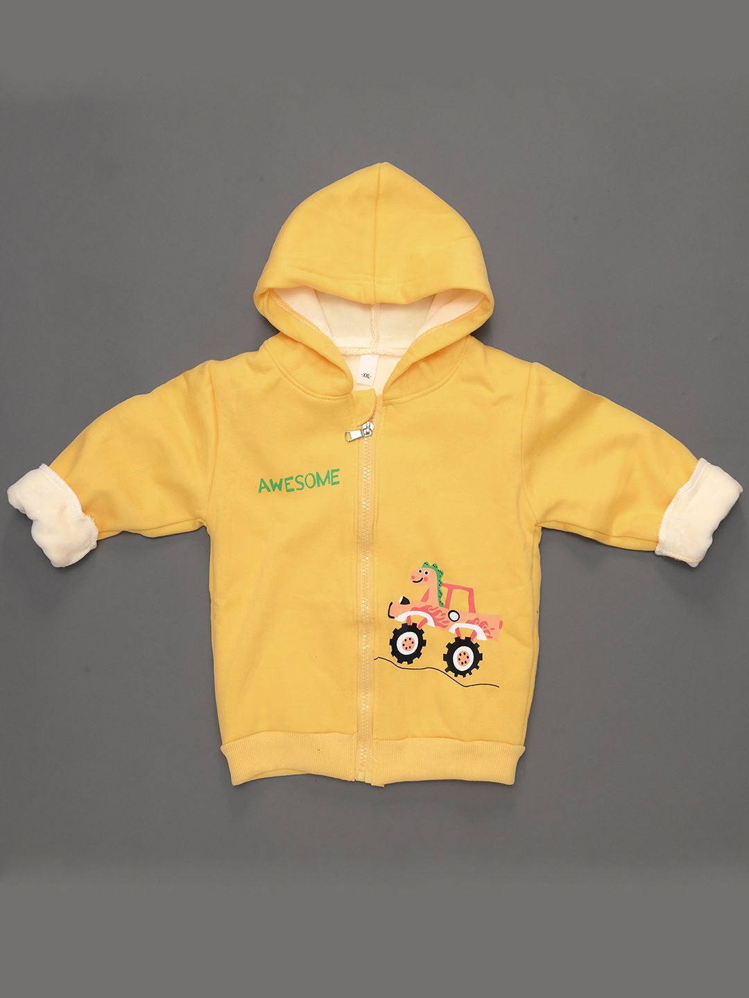 

Bold N Elegant Unisex Kids Printed Hooded Sweatshirt, Yellow