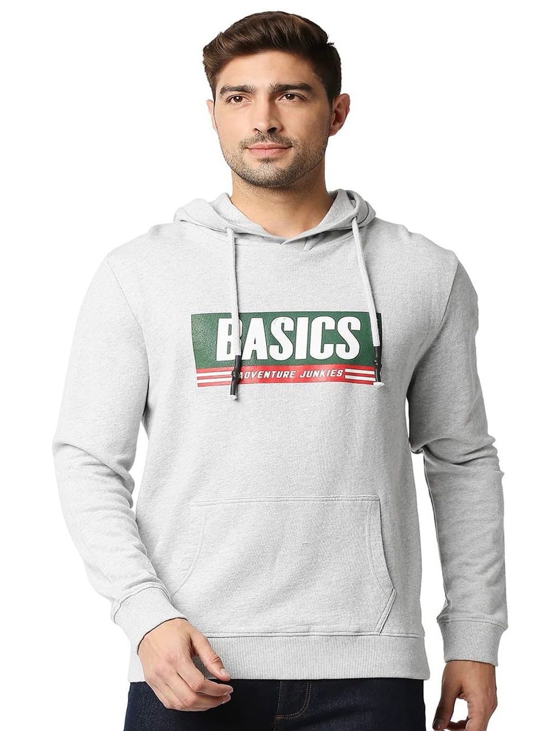 

Basics Men Hooded Pullover Sweatshirt, Grey