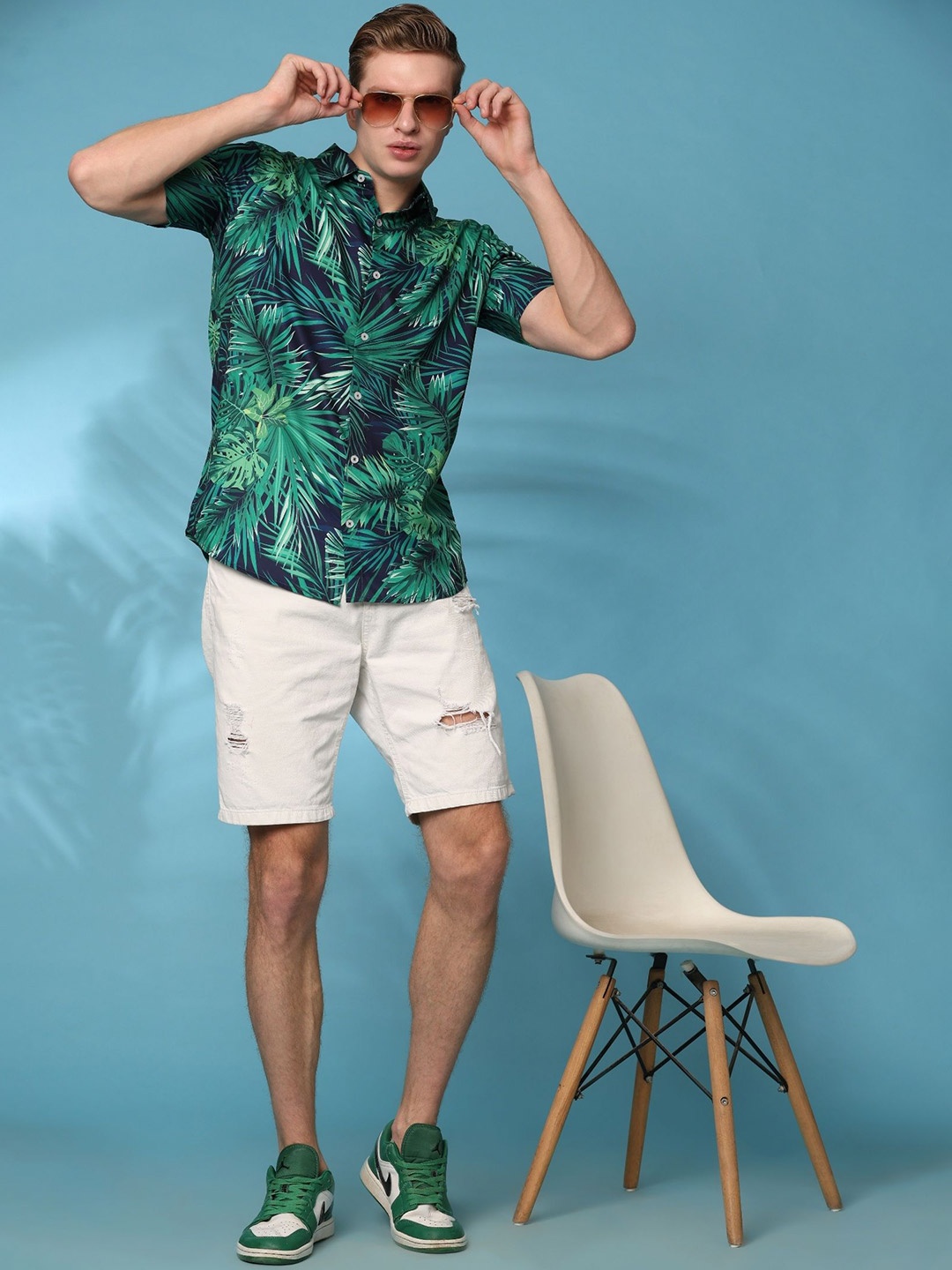 

Moda Rapido Men Standard Fit Spread Collar Floral Printed Casual Shirt, Blue