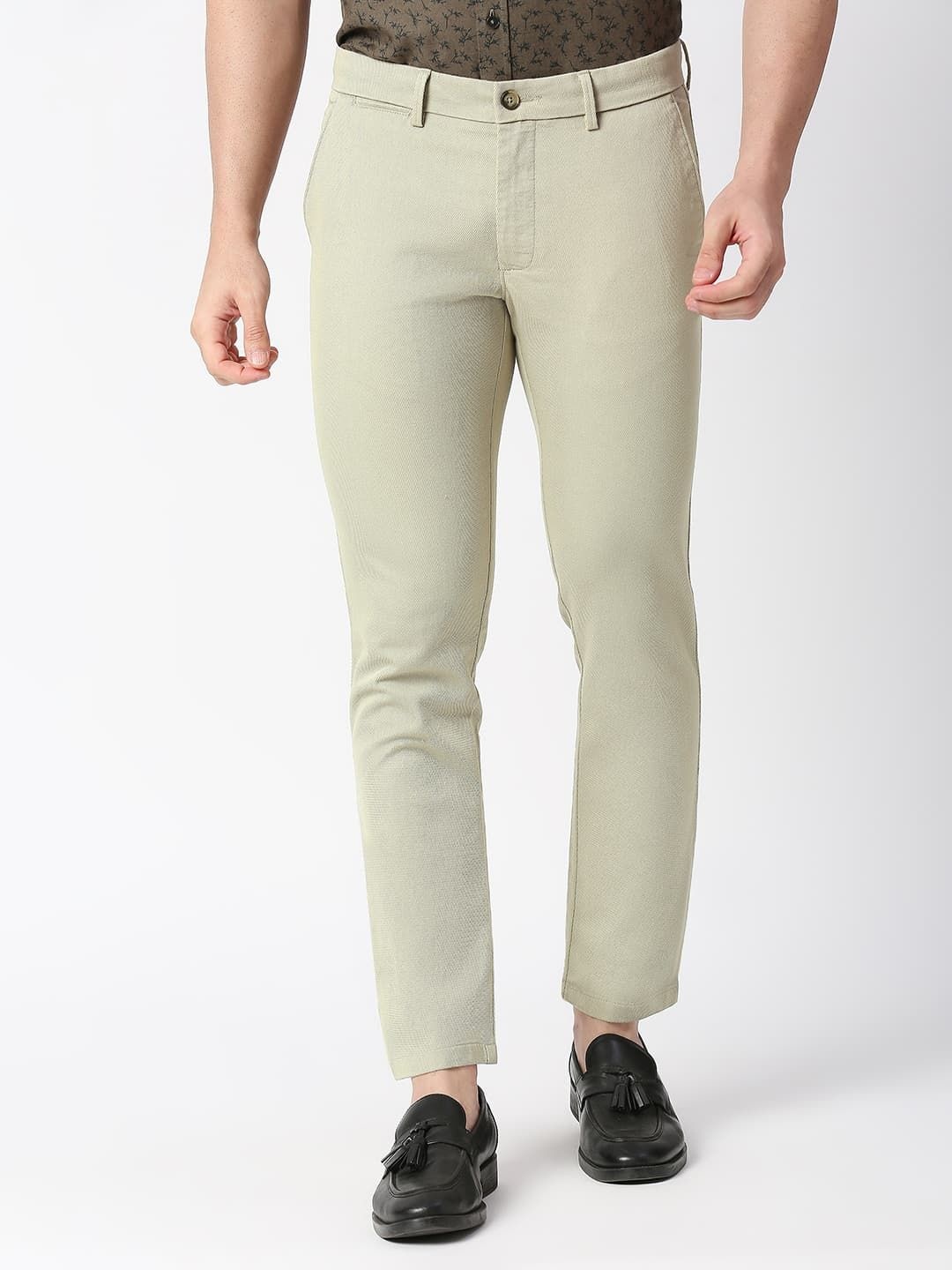 

Basics Men Tapered Fit Mid-Rise Trousers, Khaki