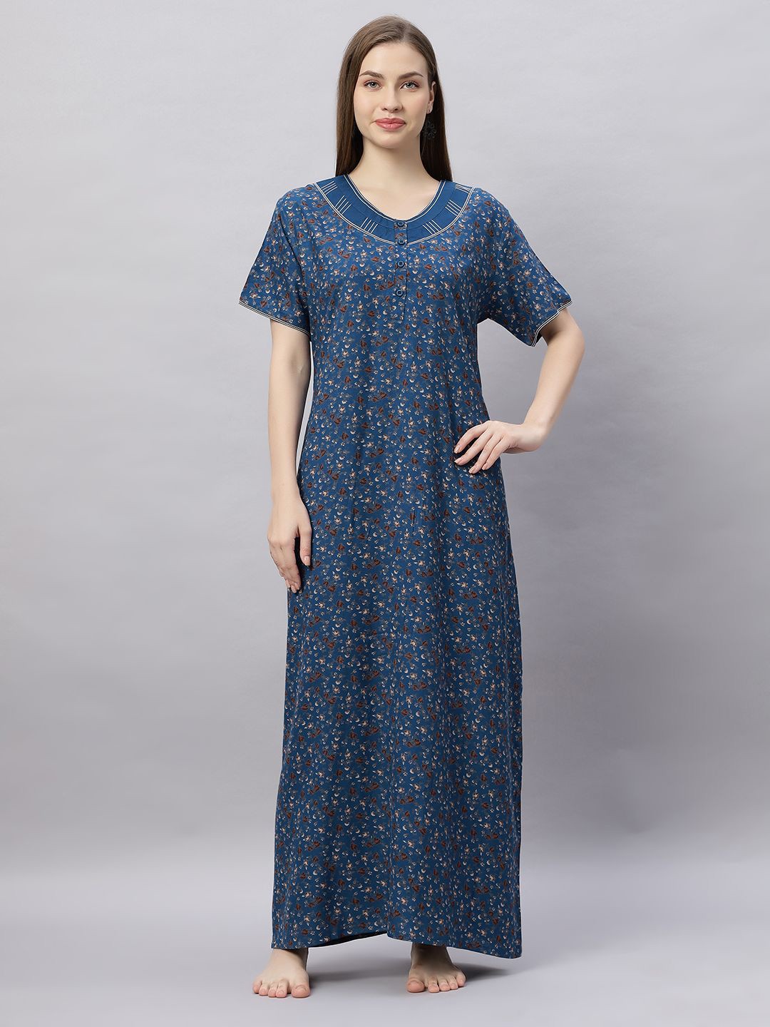 

QUIRA Women Floral Printed Maxi Nightdress, Green