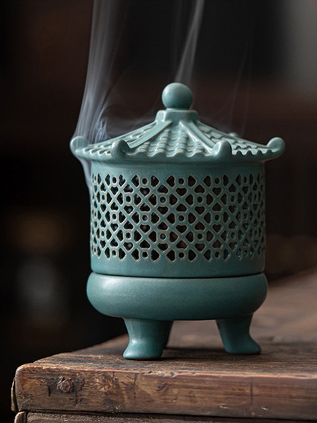 

Ekhasa Green Self Design Heat Resistant Ceramic Dhoop Dani Loban Burner Holder Stand