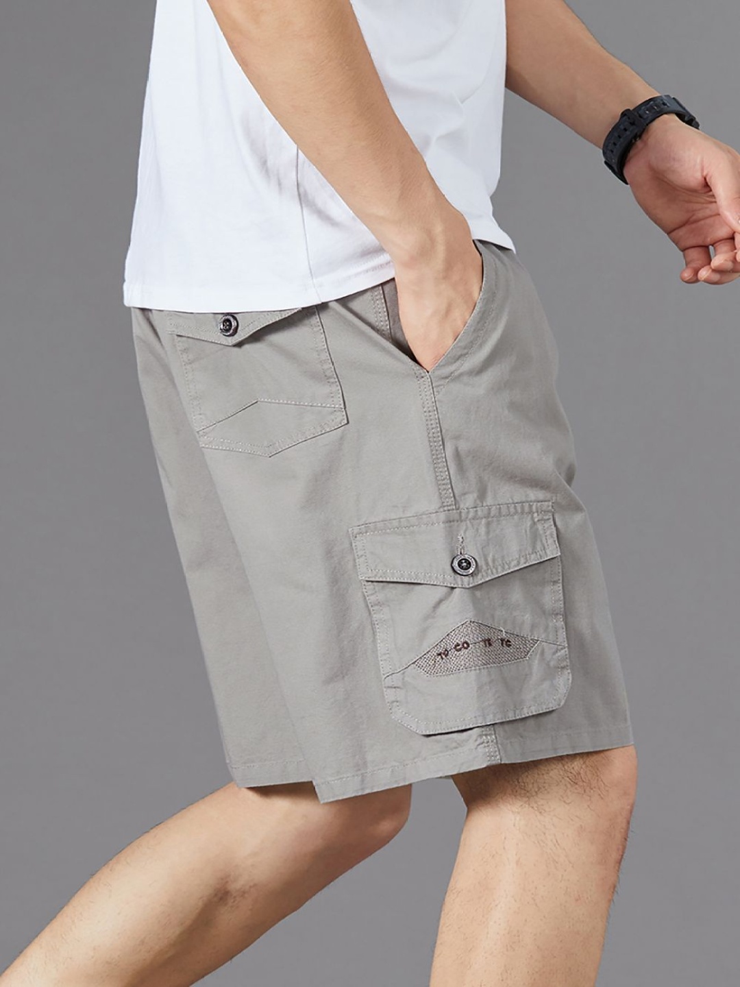 

StyleCast x Revolte Men Mid-Rise Cargo Shorts, Grey