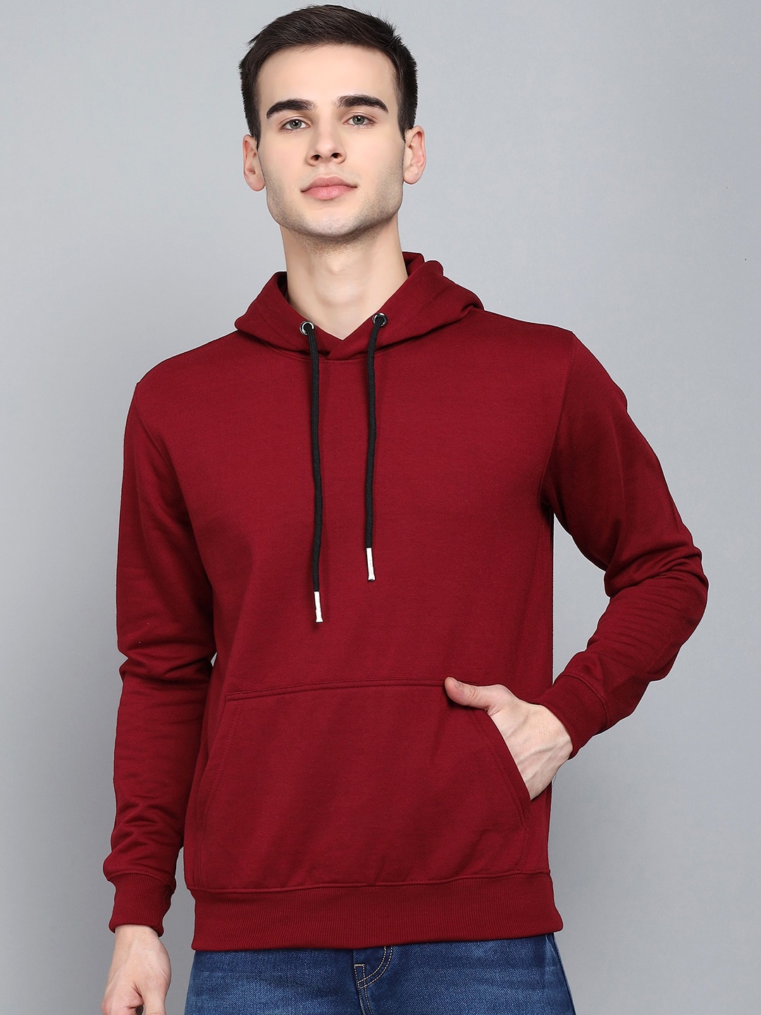 

Dogman Men Pure Cotton Regular Fit Hooded Antimicrobial Sweatshirt, Maroon