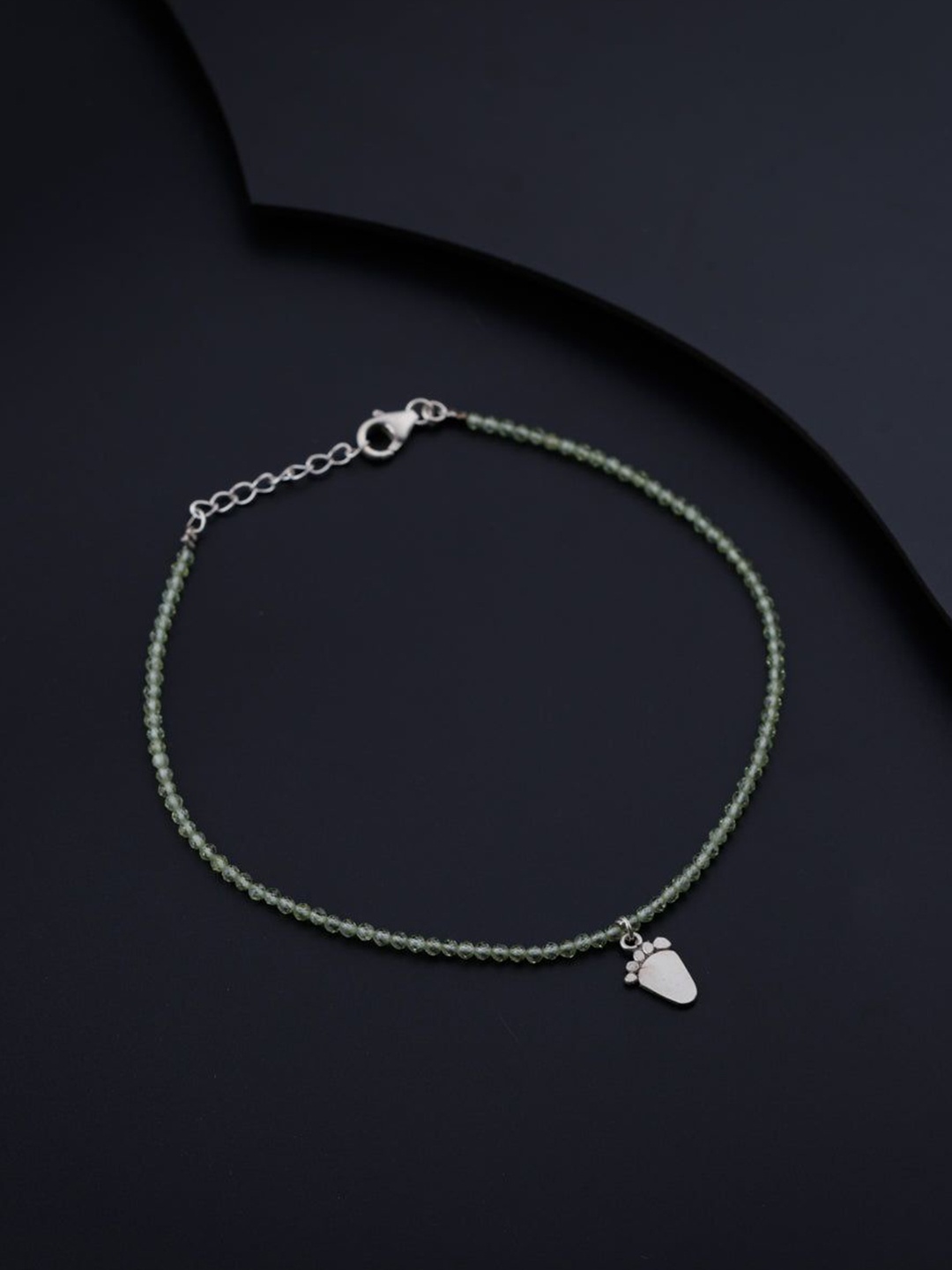 

House of Aadyaa Artificial Beads Anklet, Silver