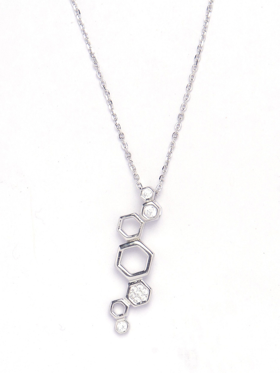 

De Flossy Silver 925 Sterling Silver Artificial Stone Studded Chain