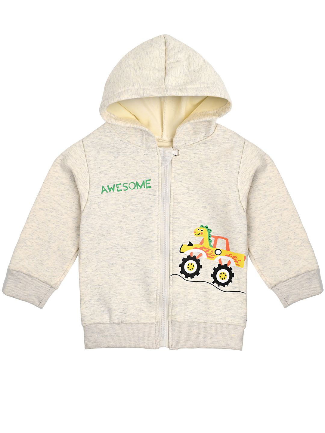

Bold N Elegant Unisex Kids Printed Hooded Sweatshirt, White