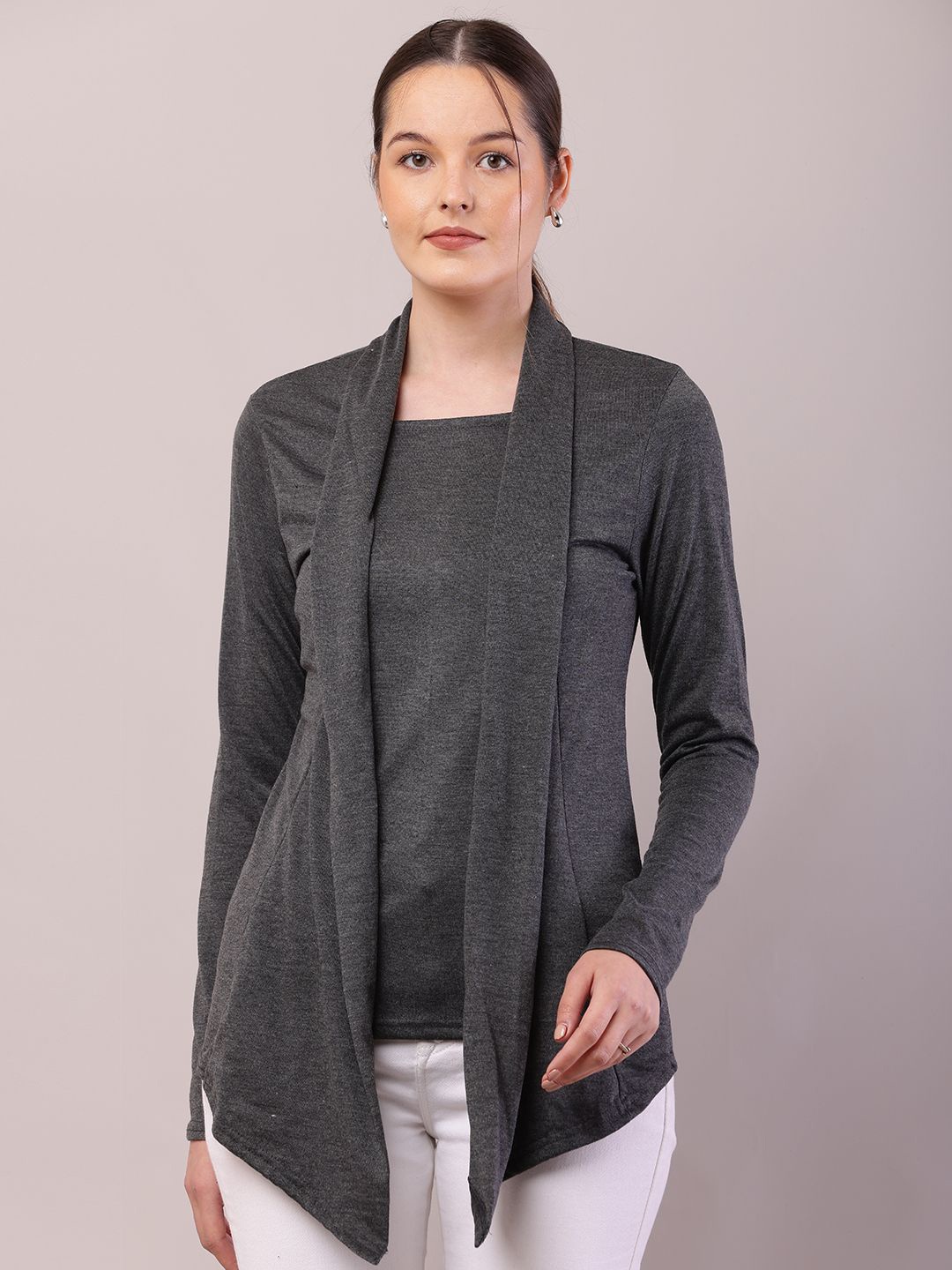 

RiseMax Longline Lapel Shrug, Charcoal