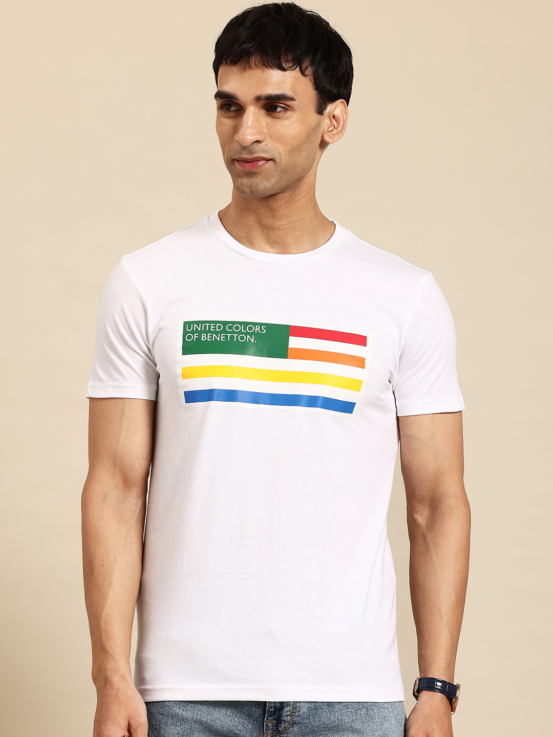 

United Colors of Benetton Brand Logo Printed T-shirt, White