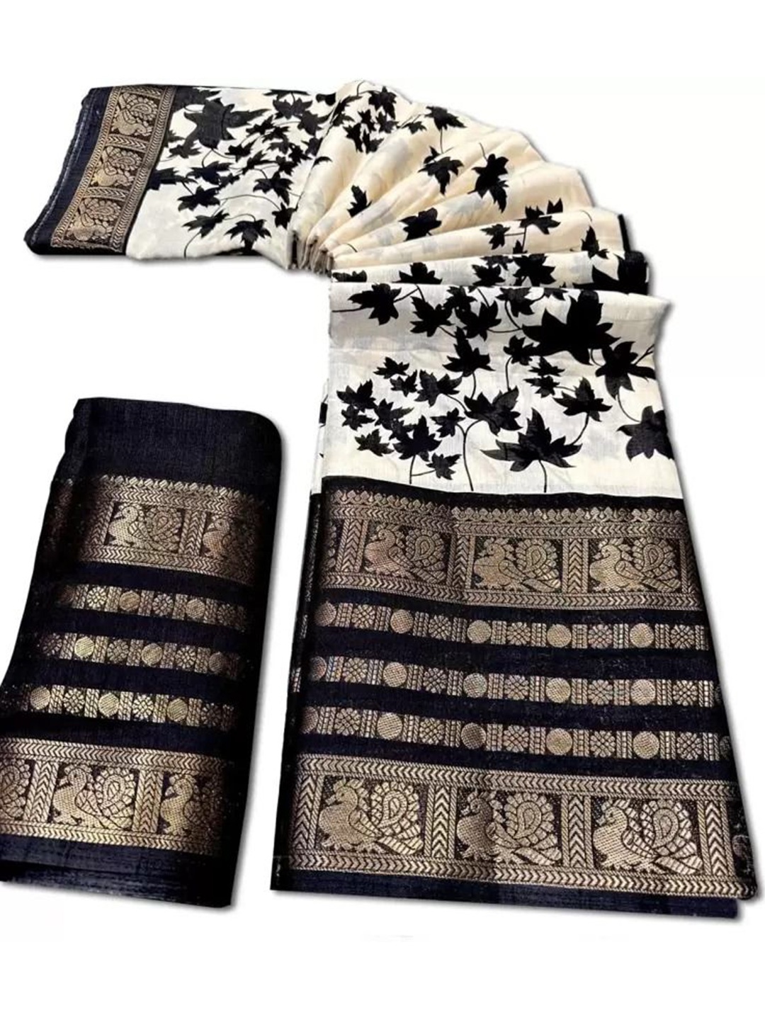

SAADHVI Floral Zari Art Silk Designer Saree, Black