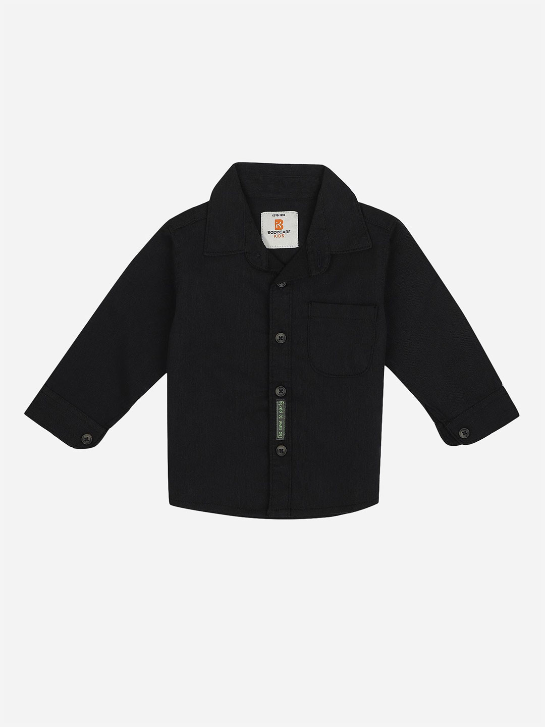 

Bodycare Kids Boys Cutaway Collar Solid Cotton Casual Shirt, Black